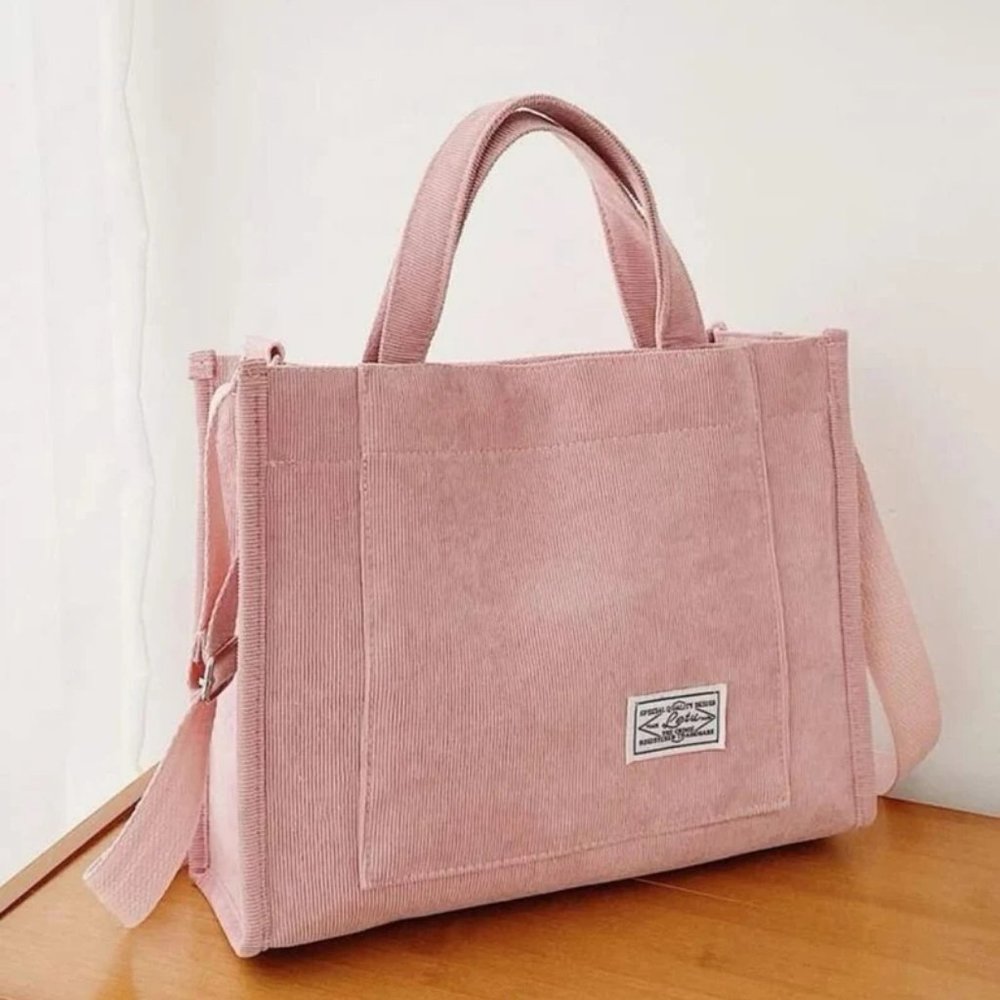 Pink Corduroy Square Bag